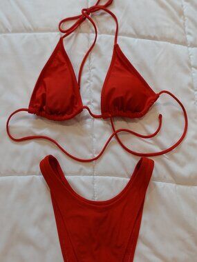 Wild Fable Red String Bikini with High Hip Bottoms